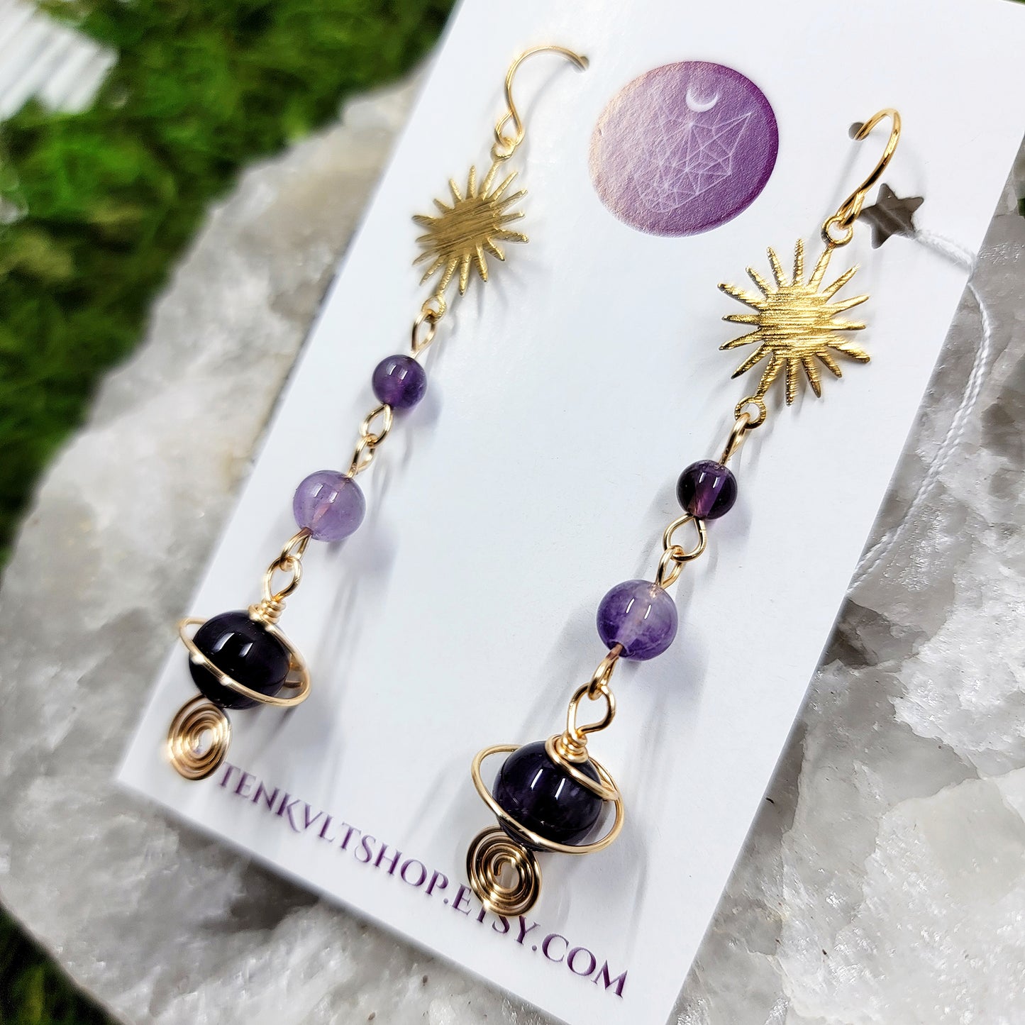 Amethyst Planet Earrings