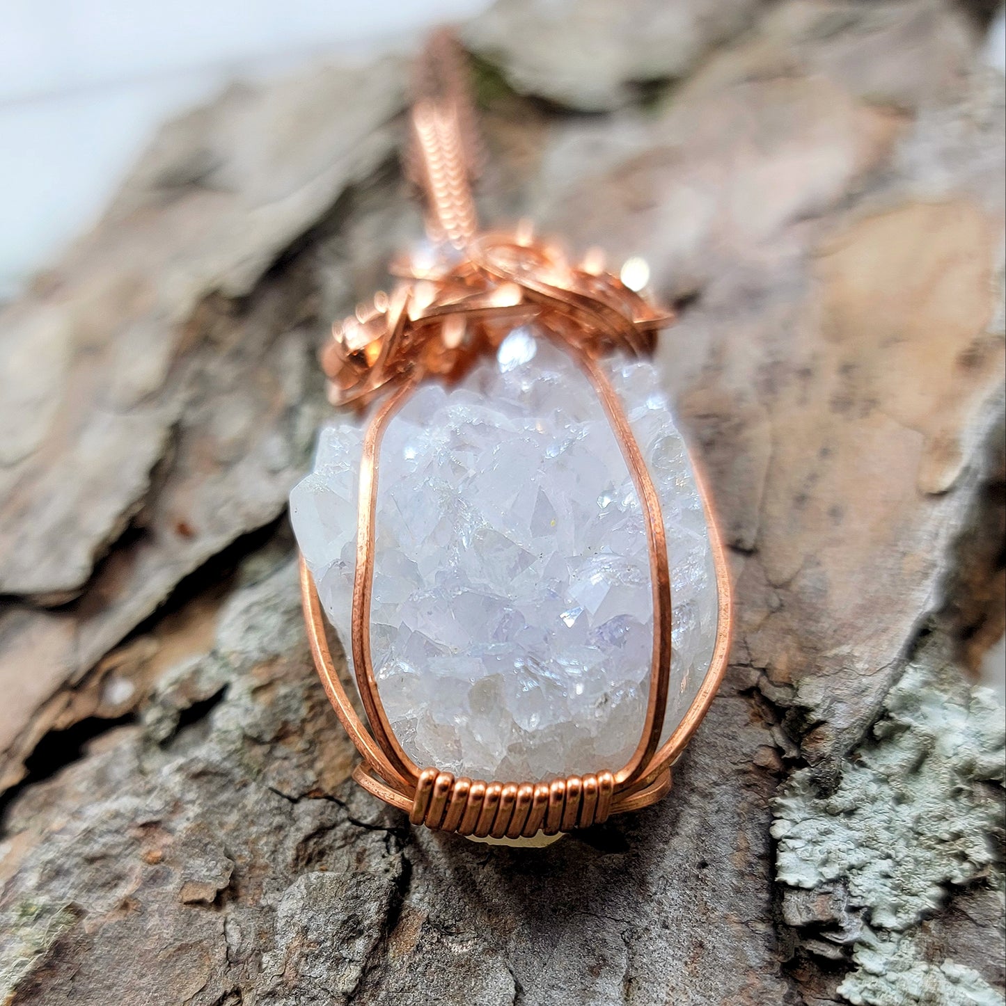 Celestial Quartz Druzy Copper Pendant