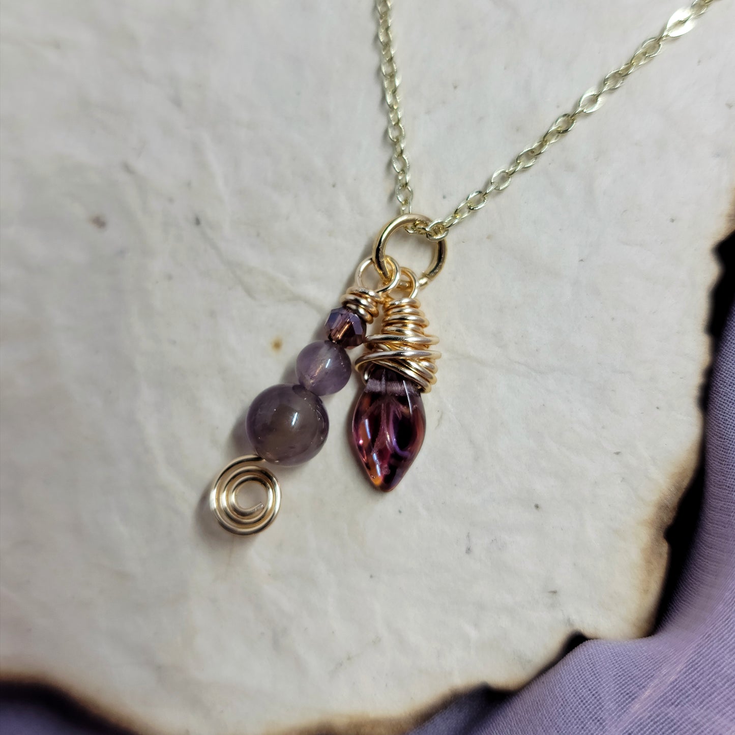 Ethereal Fairy Amethyst Leaf Necklace