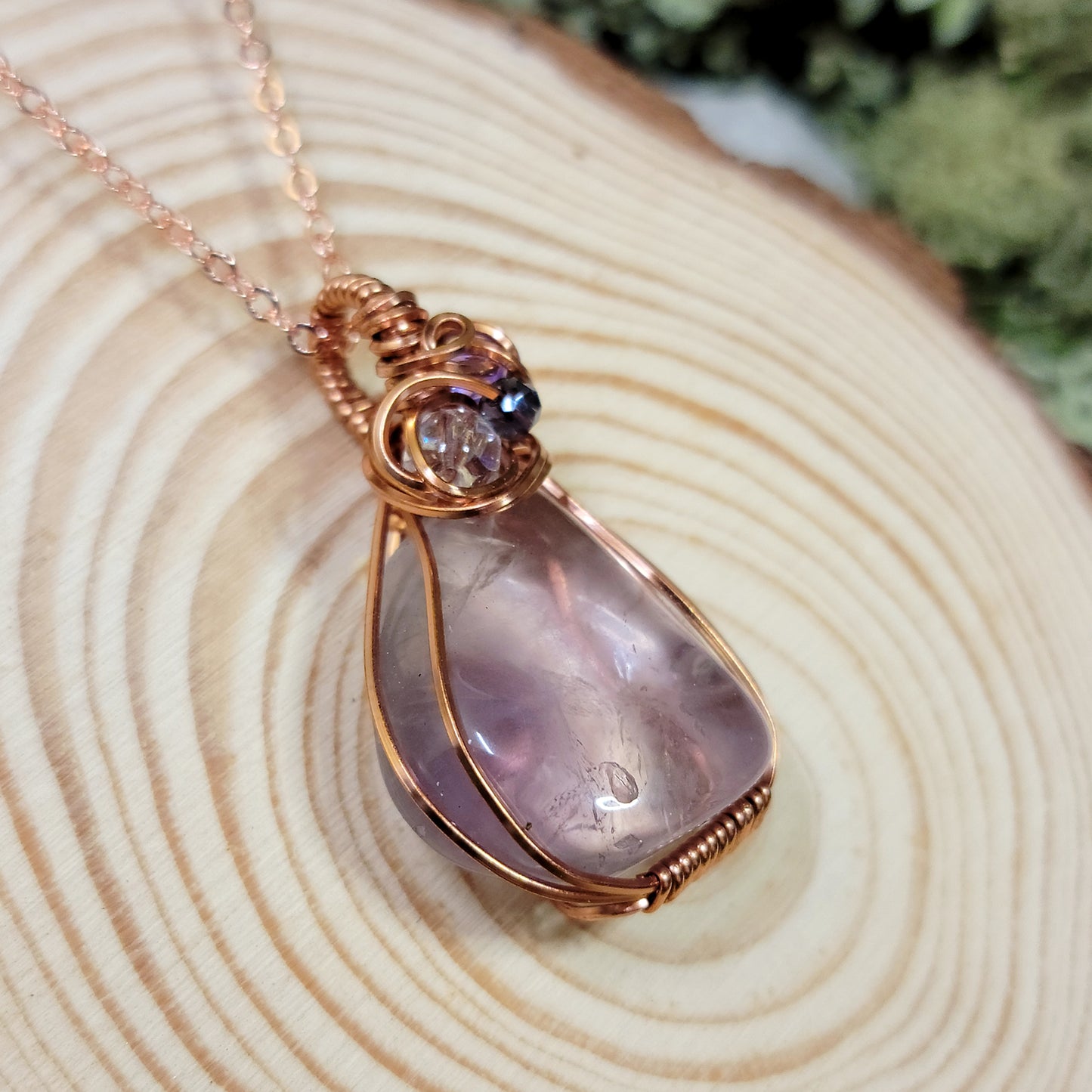 Mystical Amethyst Wire Wrapped Copper Necklace