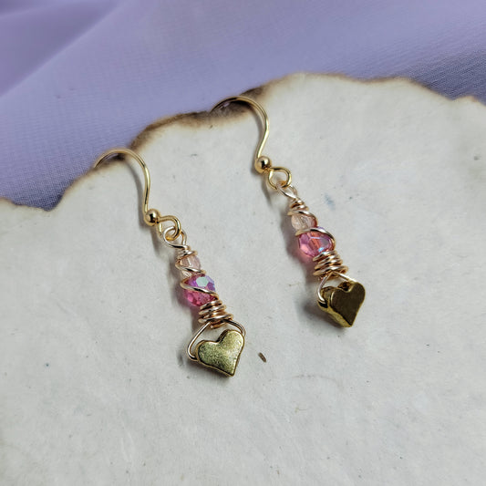 Dainty Pink Aura Heart Earrings