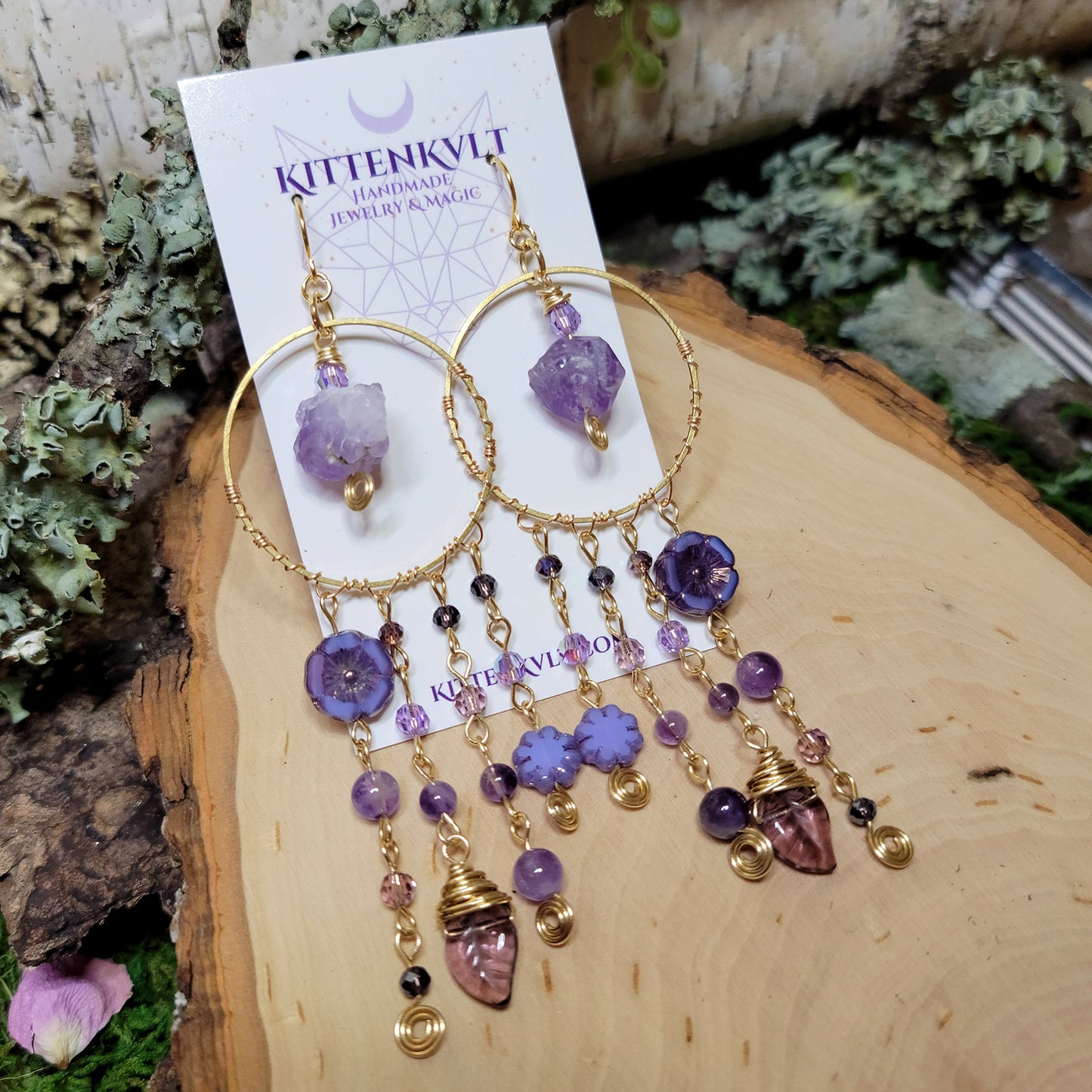 Witchy Amethyst Flower Earrings