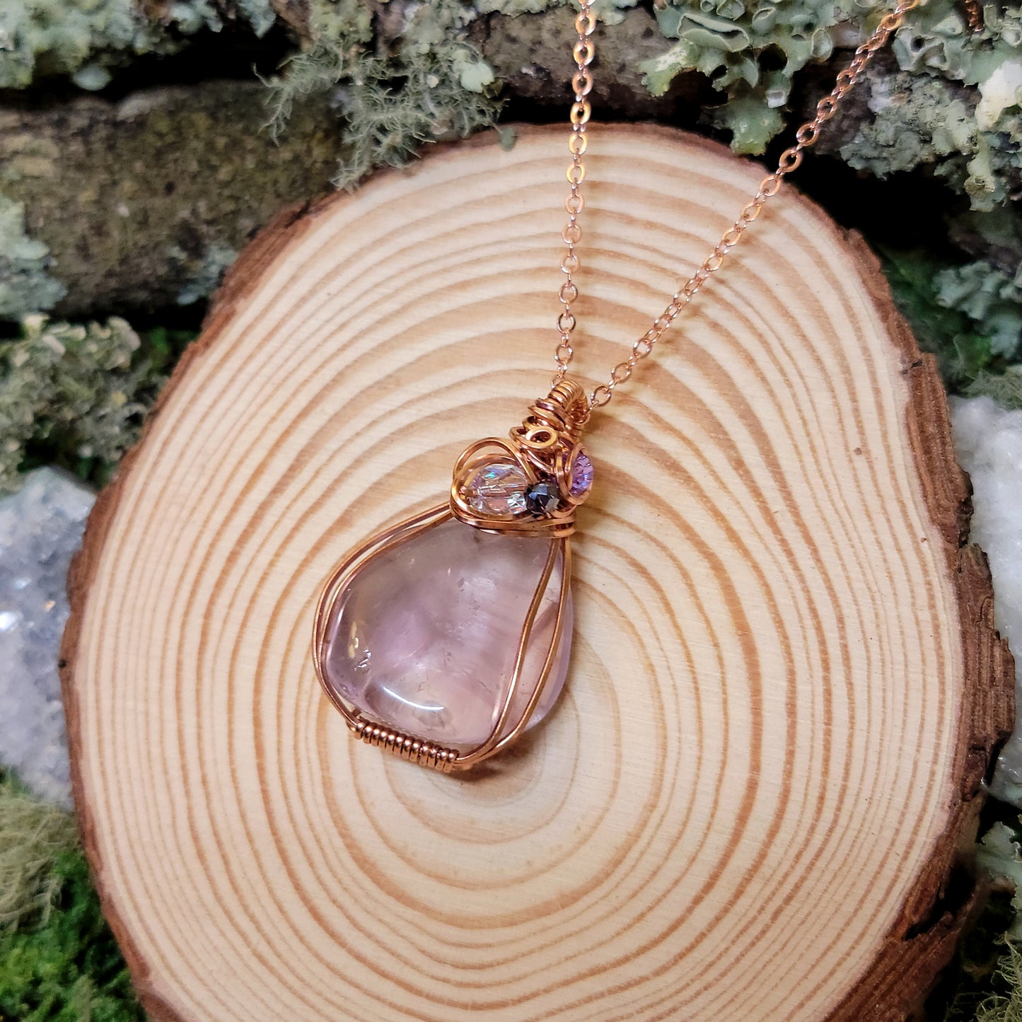 Mystical Amethyst Wire Wrapped Copper Necklace