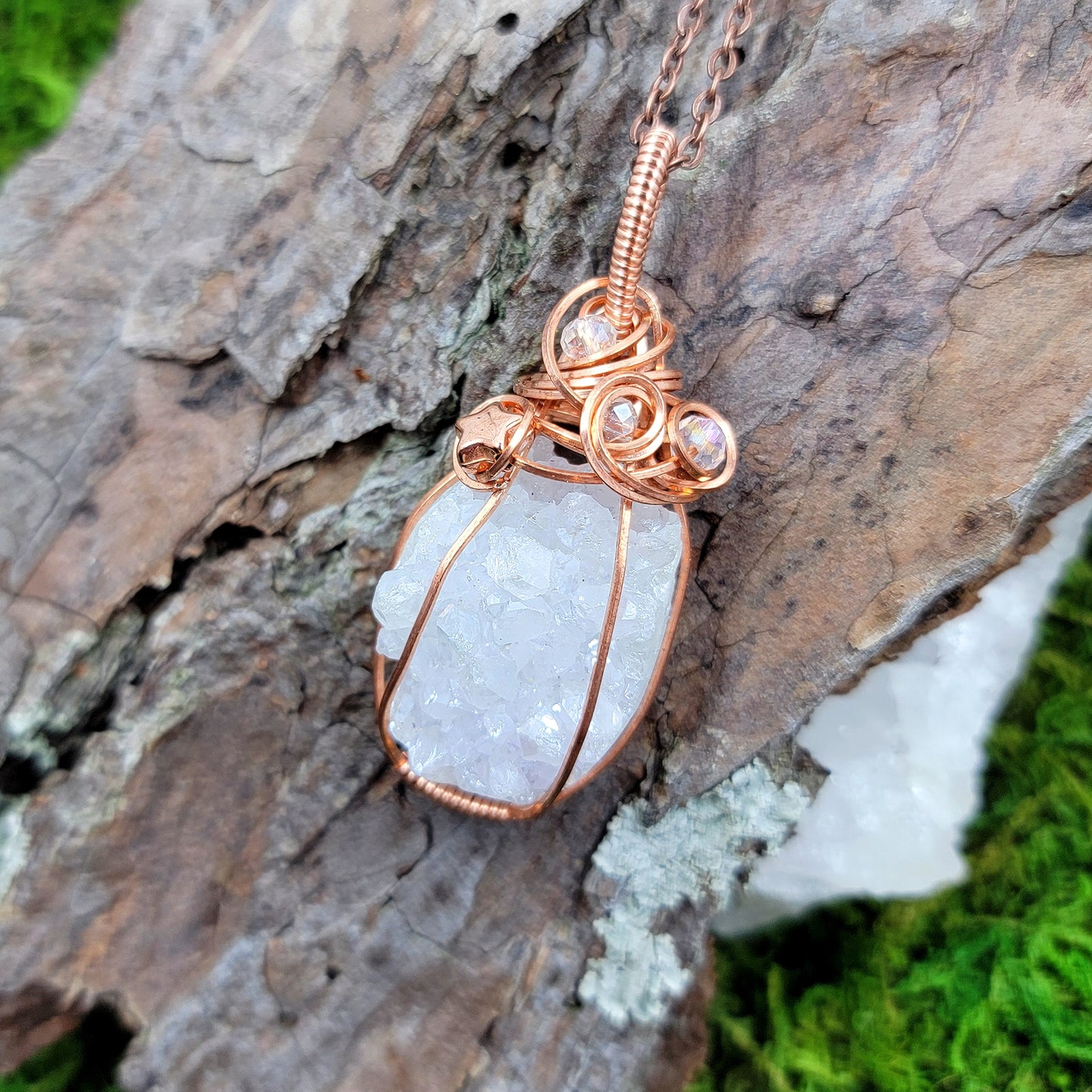 Celestial Quartz Druzy Copper Pendant