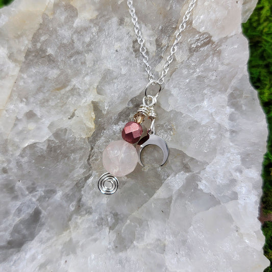 Rose Quartz Moon Necklace