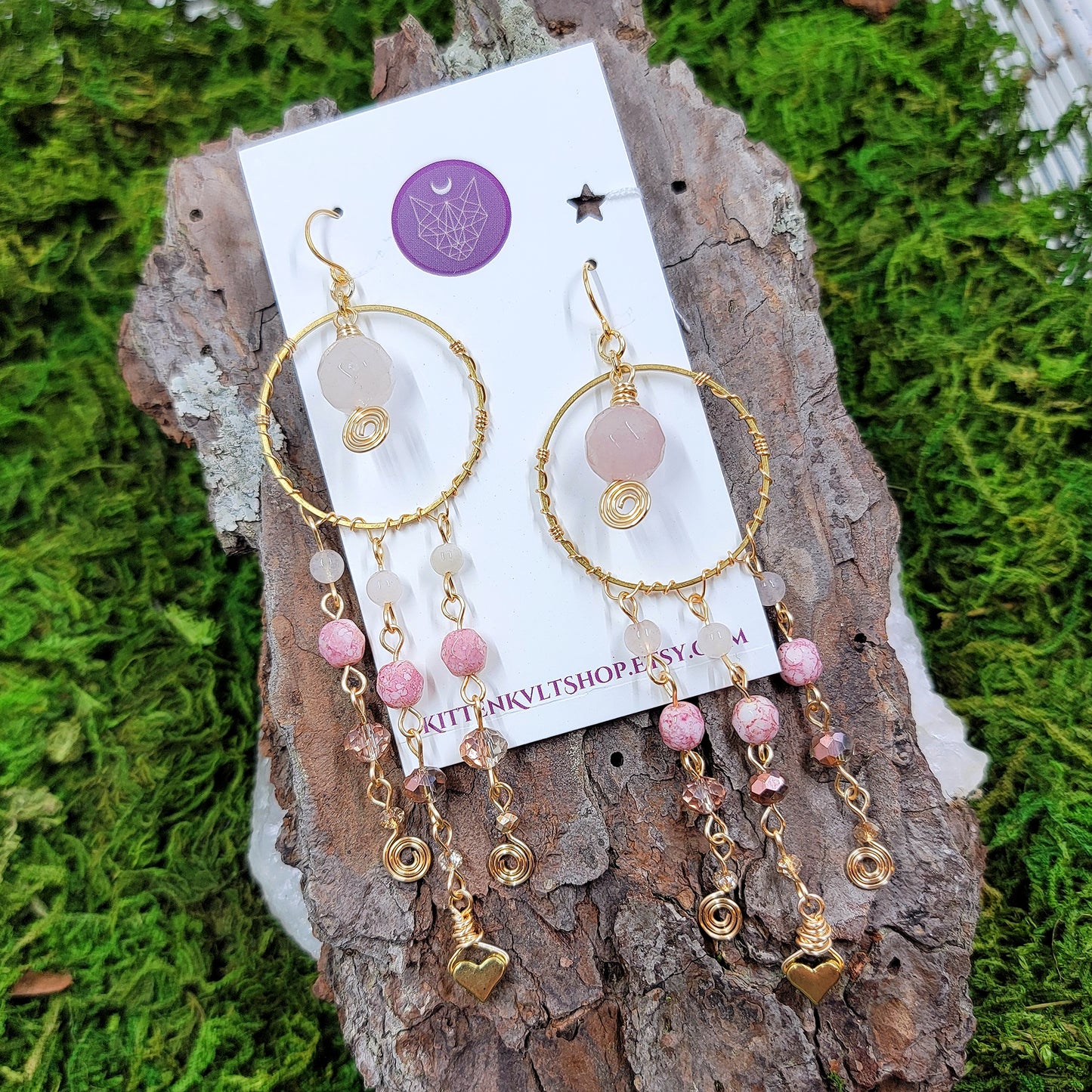 Rose Quartz Heart Earrings