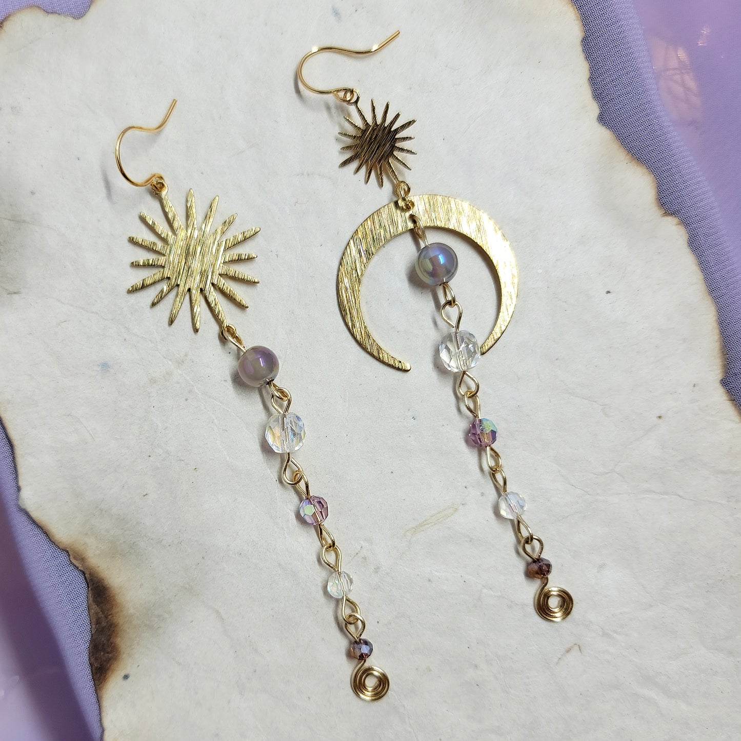 Celestial Aura Agate Mermaid Witch Earrings