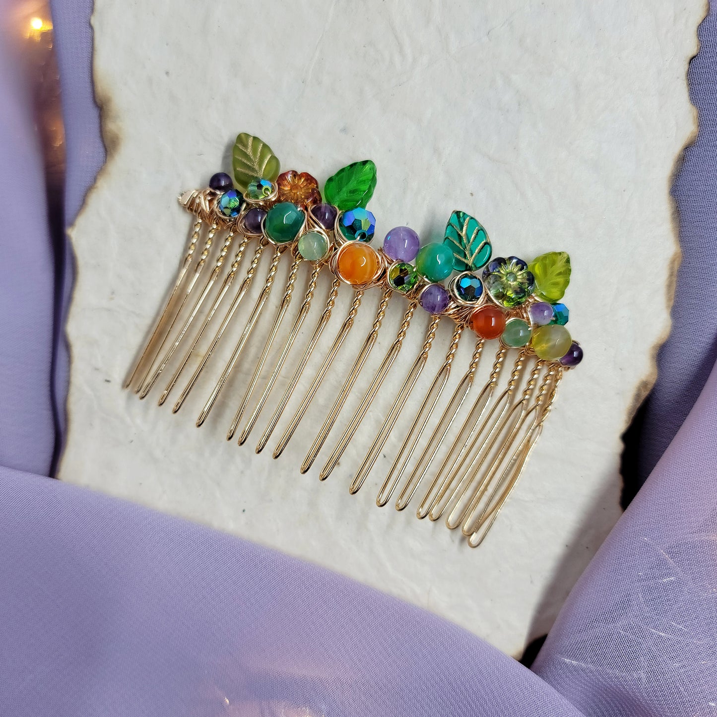 Earth Toned Fairy Crystal Agate Hair Comb