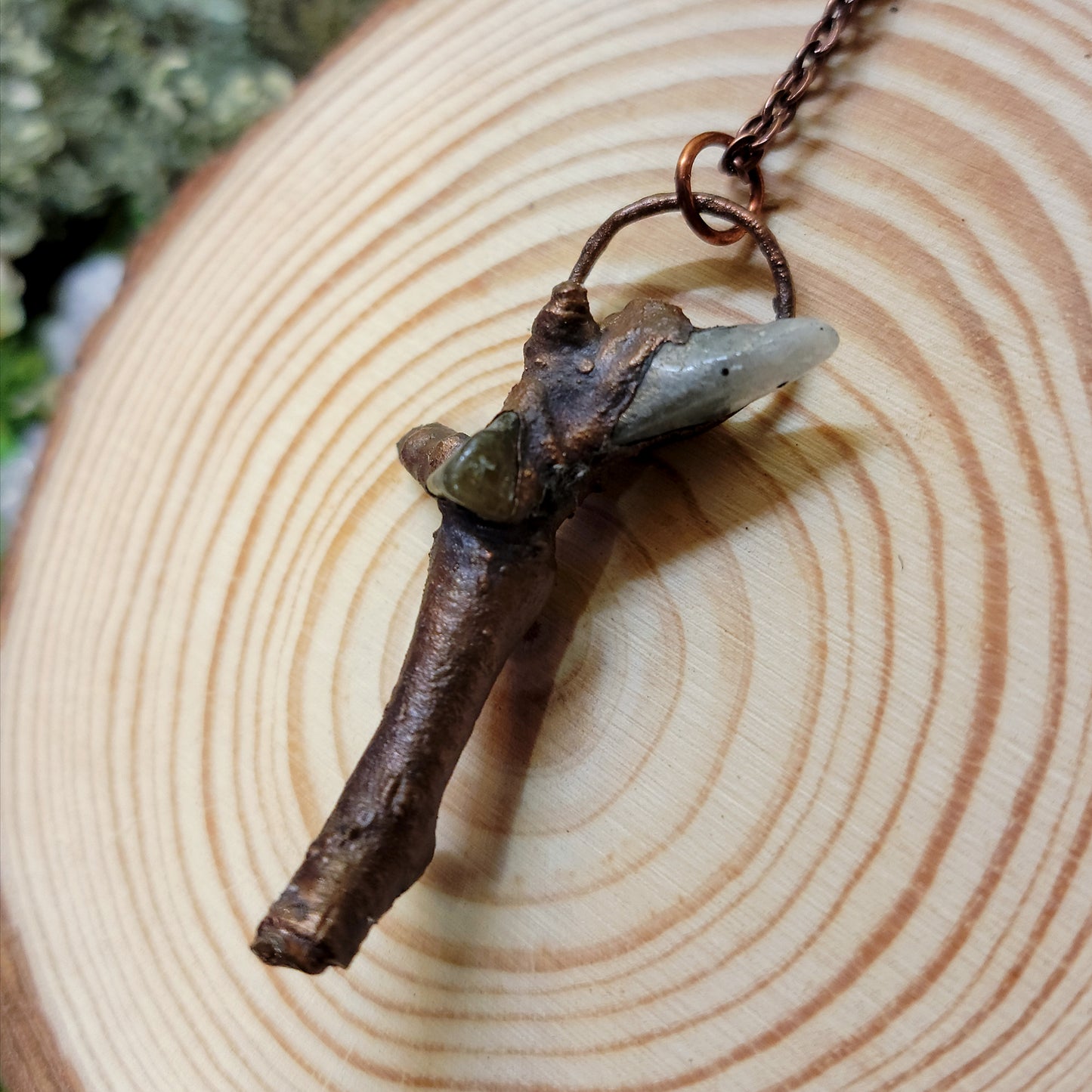 Real Twig & Labradorite Electroformed Copper Necklace