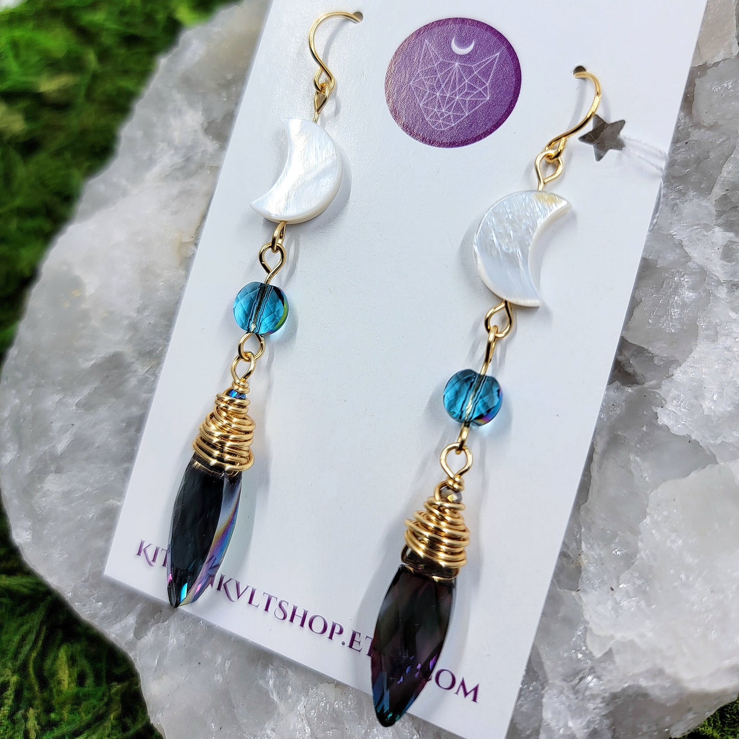 Sun Catcher & Shell Moon Earrings