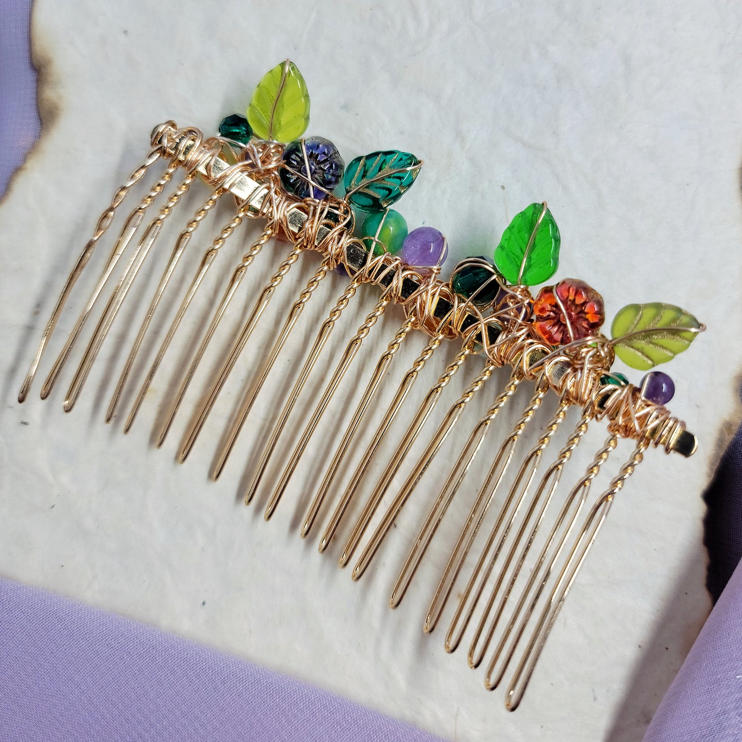 Earth Toned Fairy Crystal Agate Hair Comb