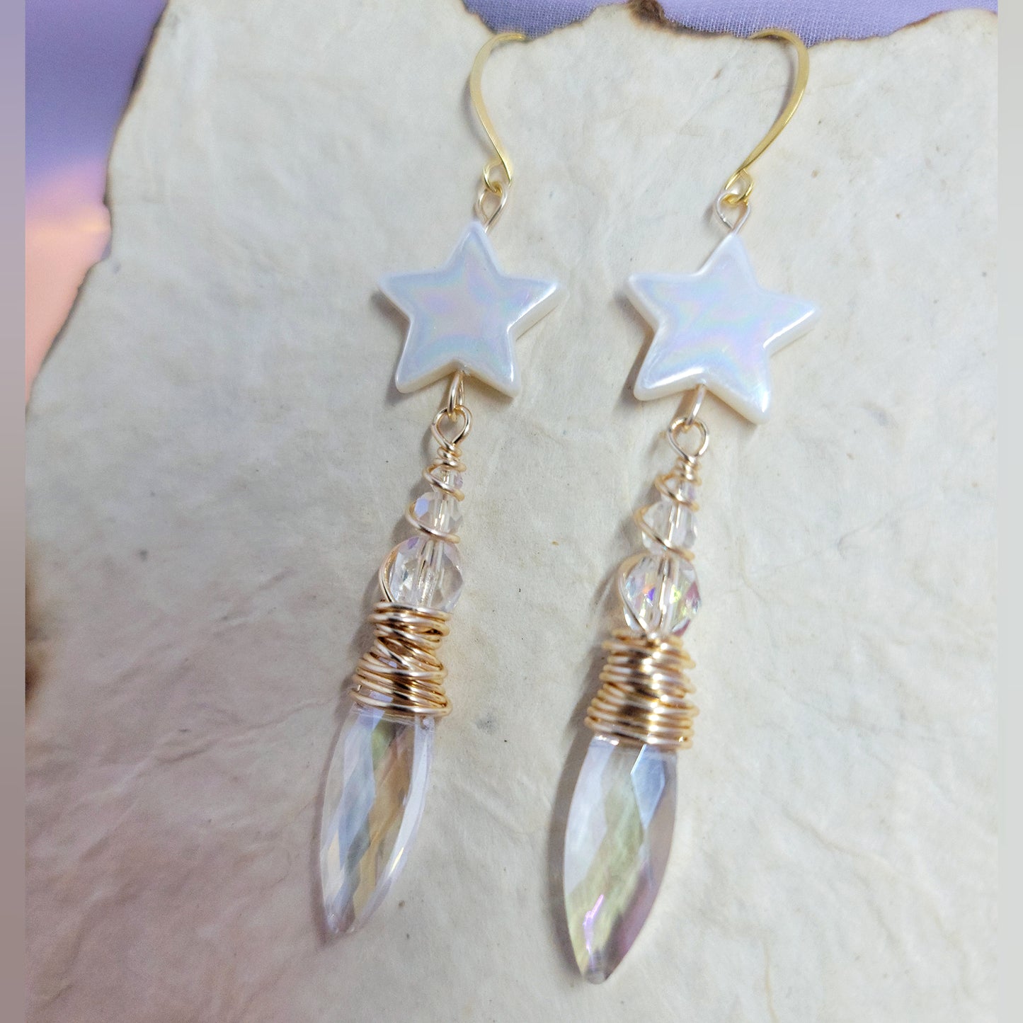 Celestial Sun Catcher Earrings With Shell Stars