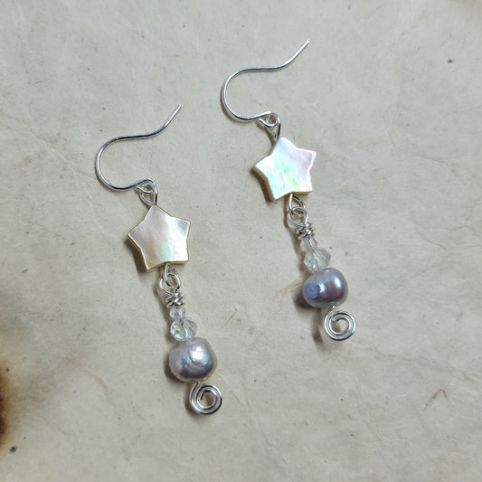 Shell Star & Freshwater Pearl Earrings