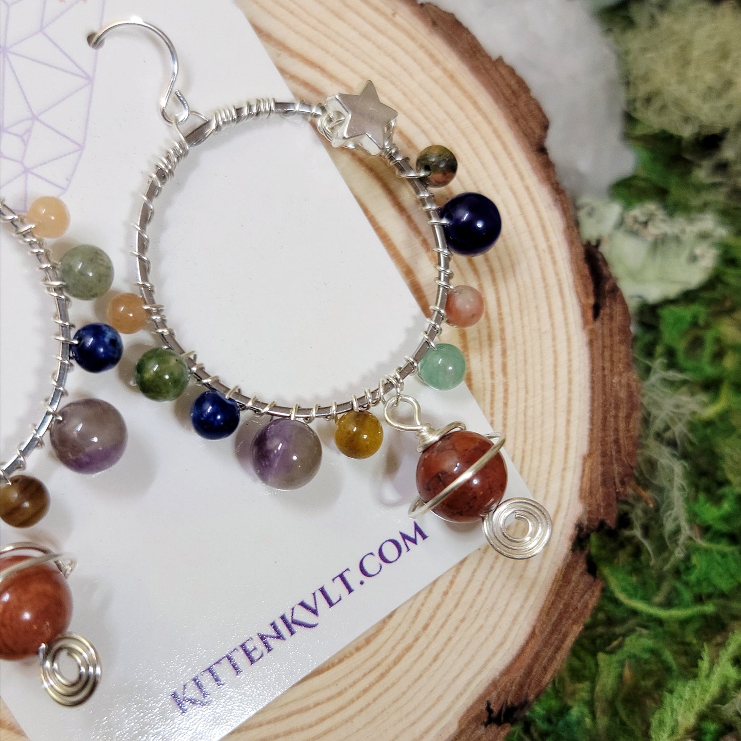 Crystal Planet Space Hoop Earrings