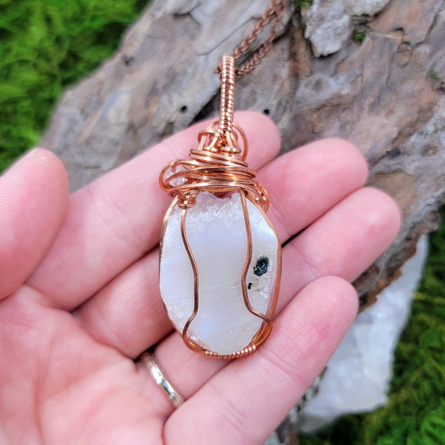 Celestial Quartz Druzy Copper Pendant