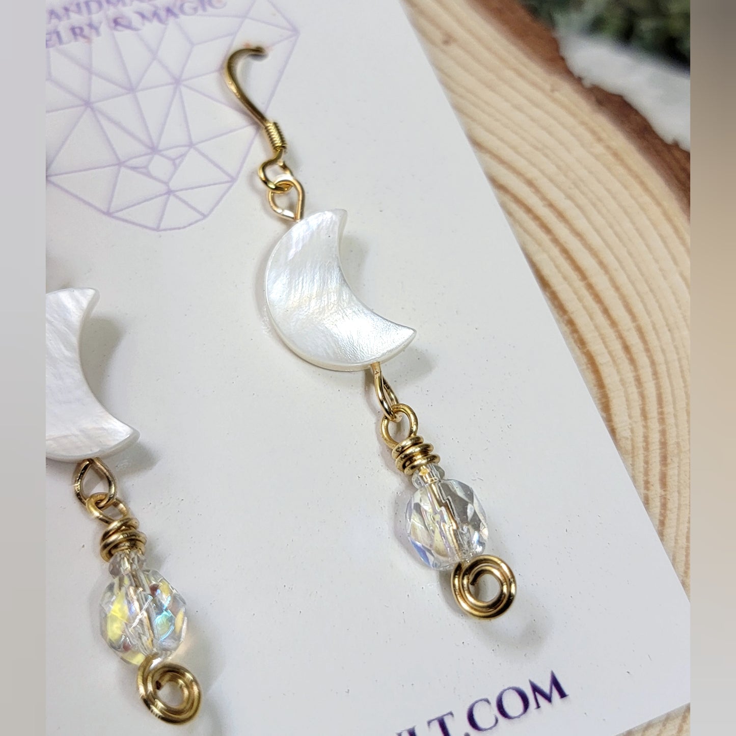 Ethereal Shell Moon Iridescent Earrings