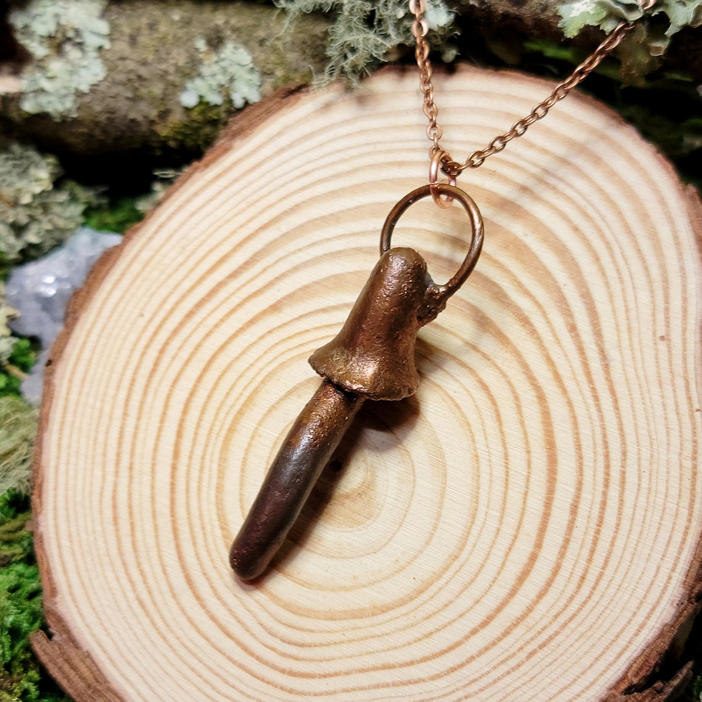 Copper Mushroom Electroformed Necklace