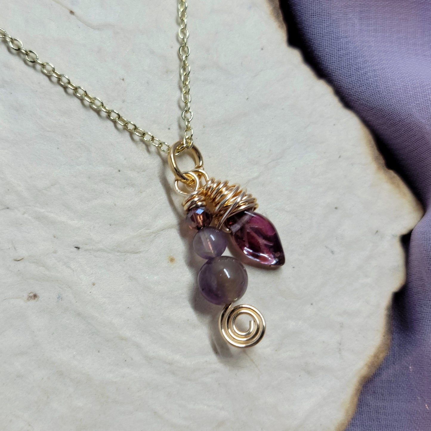 Ethereal Fairy Amethyst Leaf Necklace