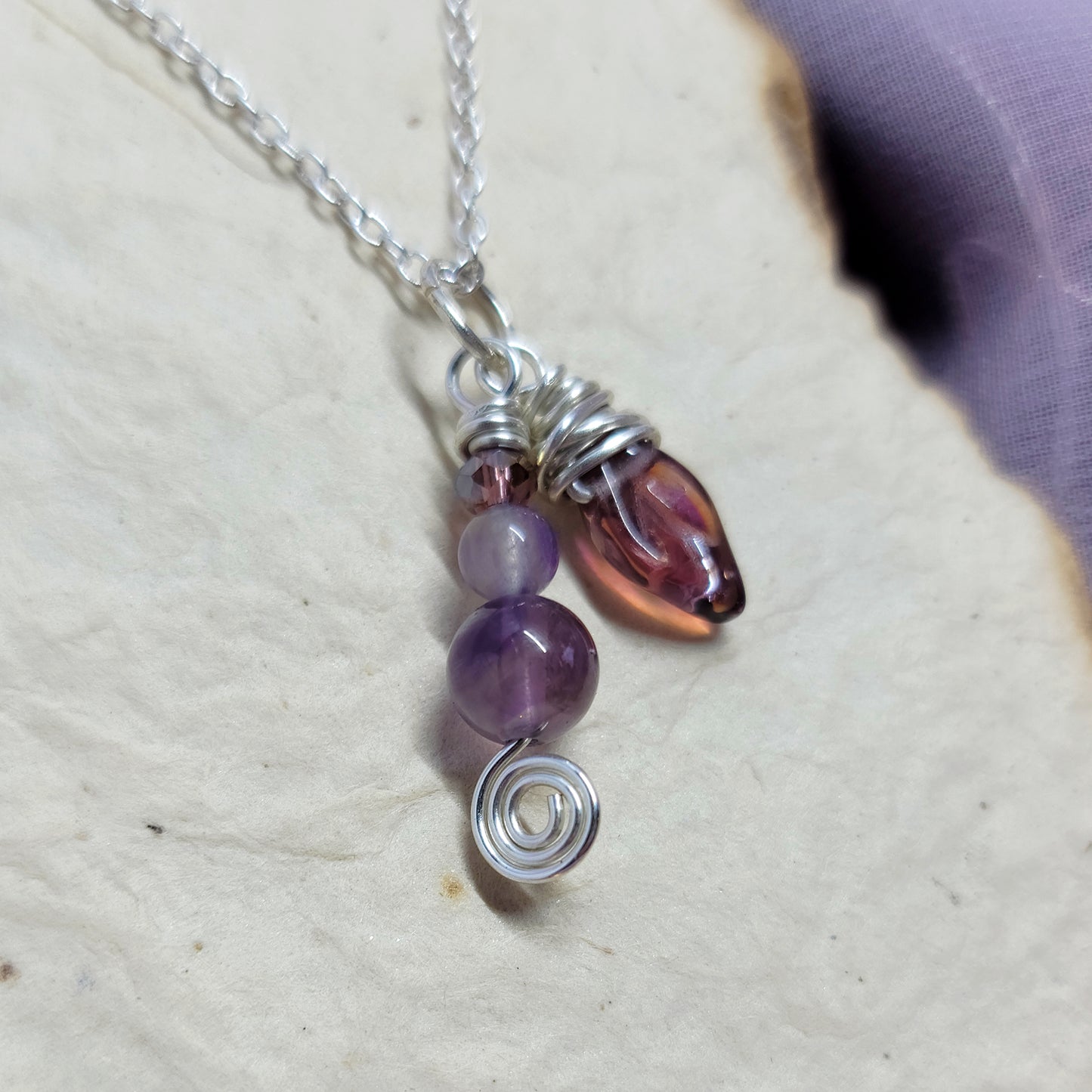 Ethereal Fairy Amethyst Leaf Necklace