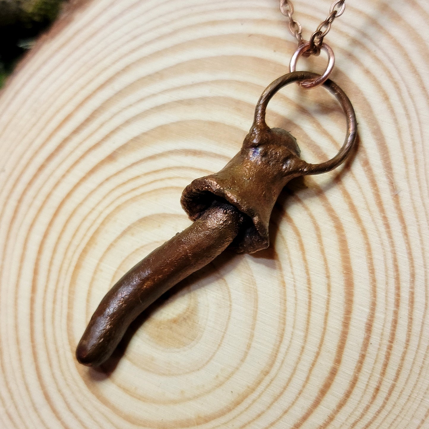 Copper Mushroom Electroformed Necklace