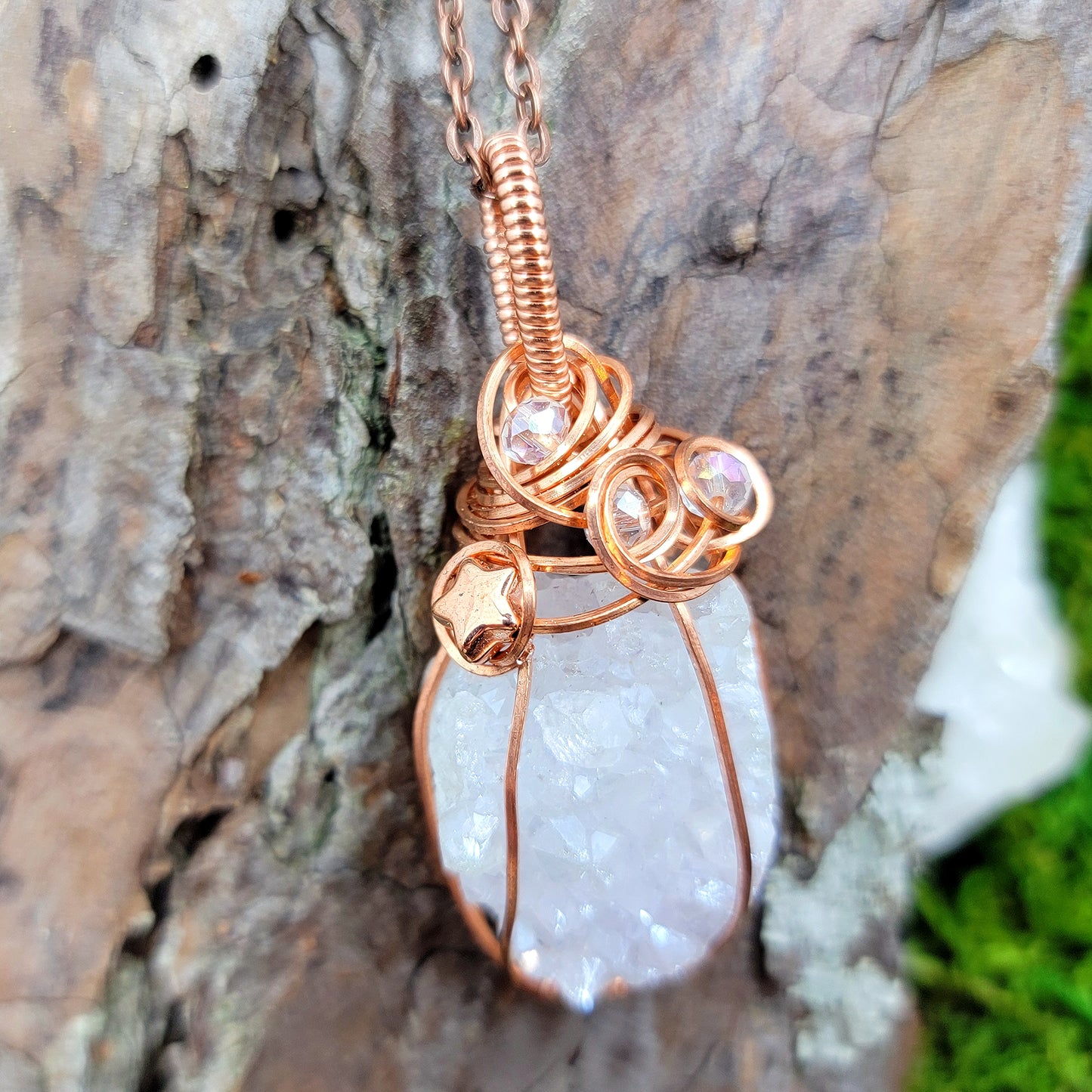 Celestial Quartz Druzy Copper Pendant