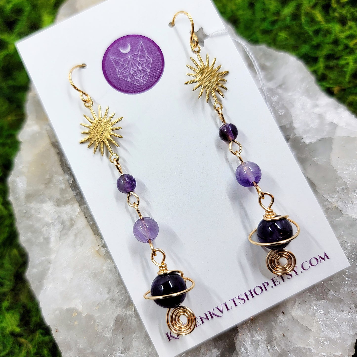 Amethyst Planet Earrings