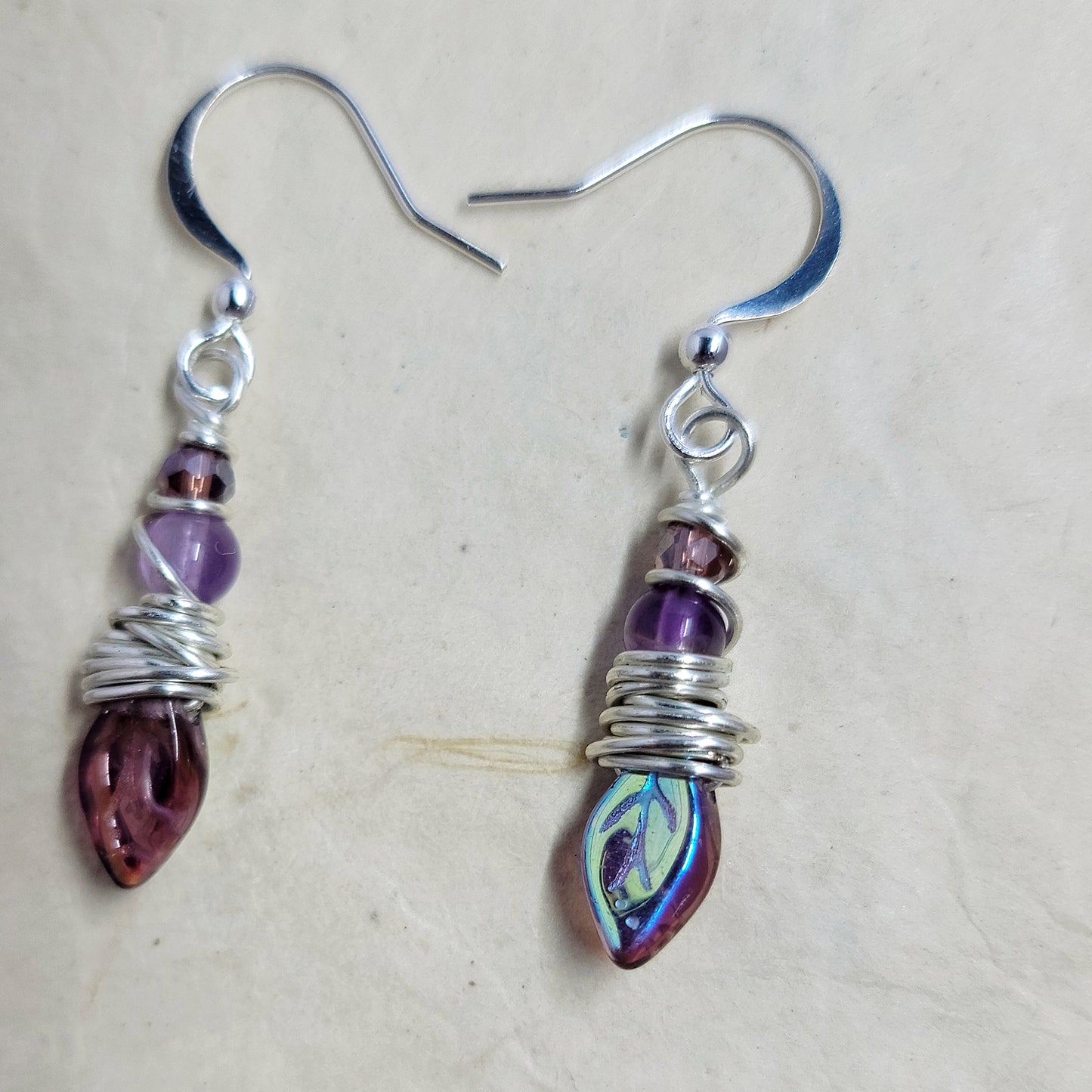 Dainty Fairy Amethyst Leaf Earrings