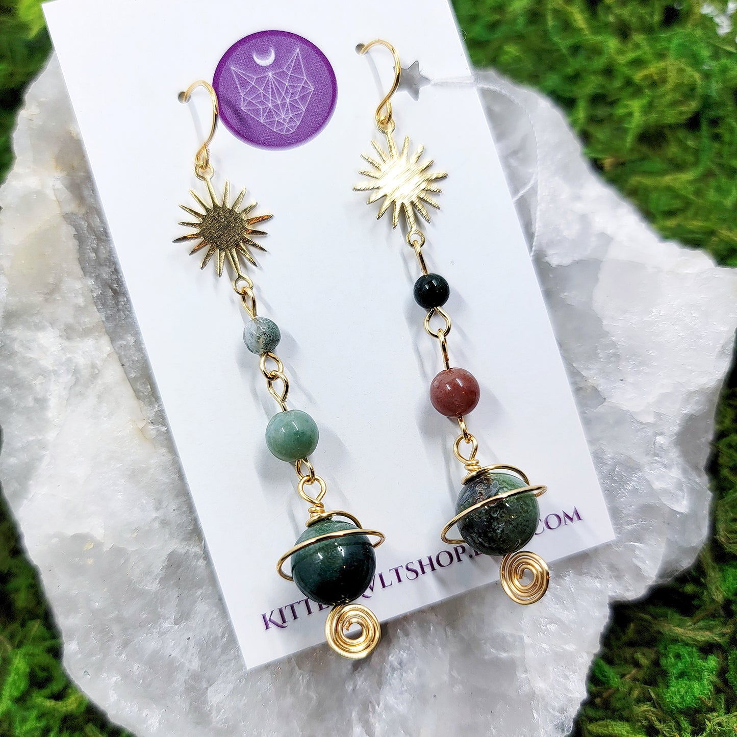 Ocean Jasper Planet Earrings