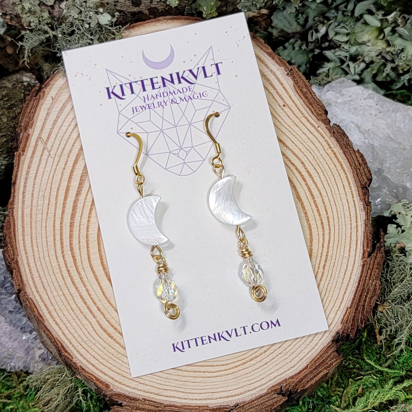 Ethereal Shell Moon Iridescent Earrings