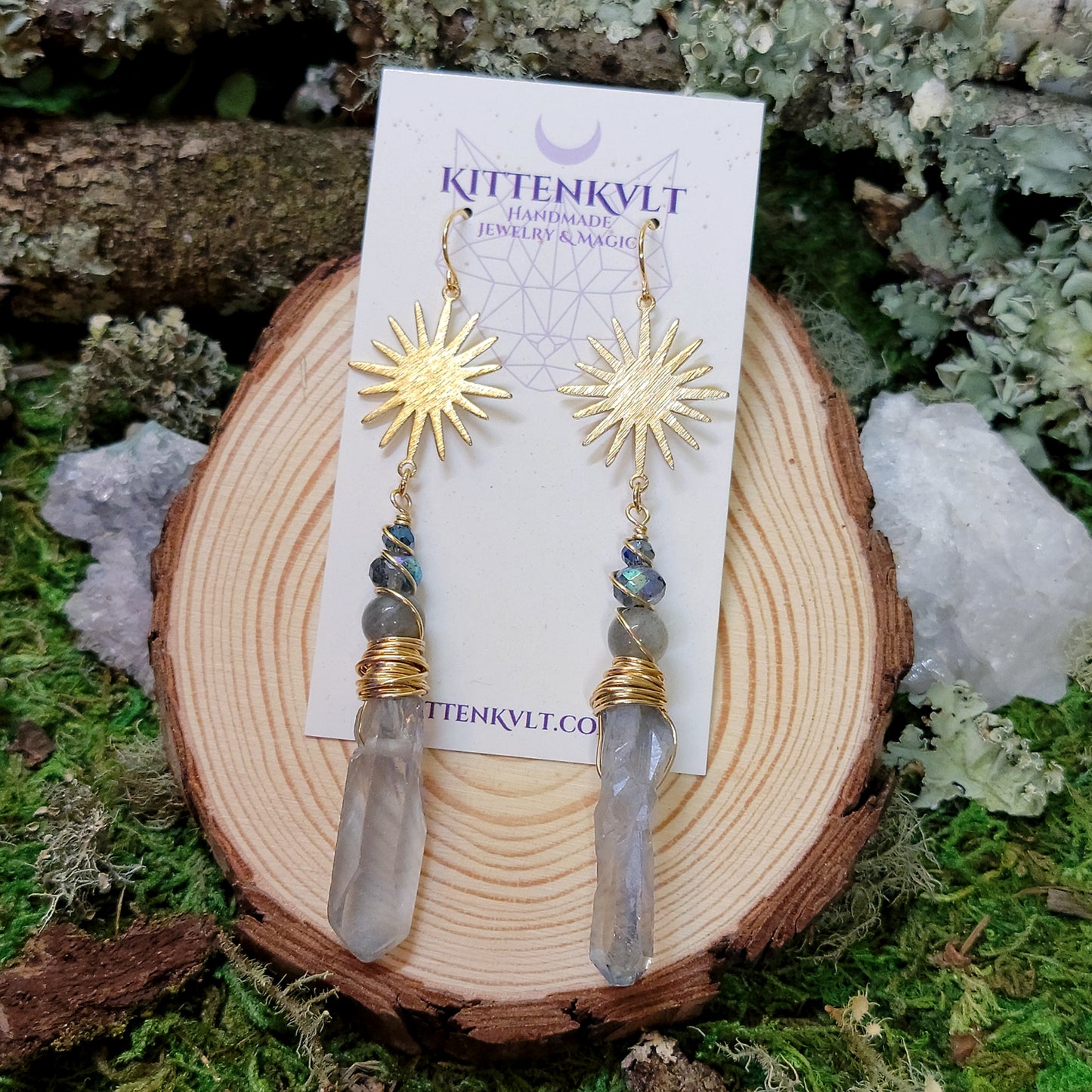 Celestial Quartz & Labradorite Earrings