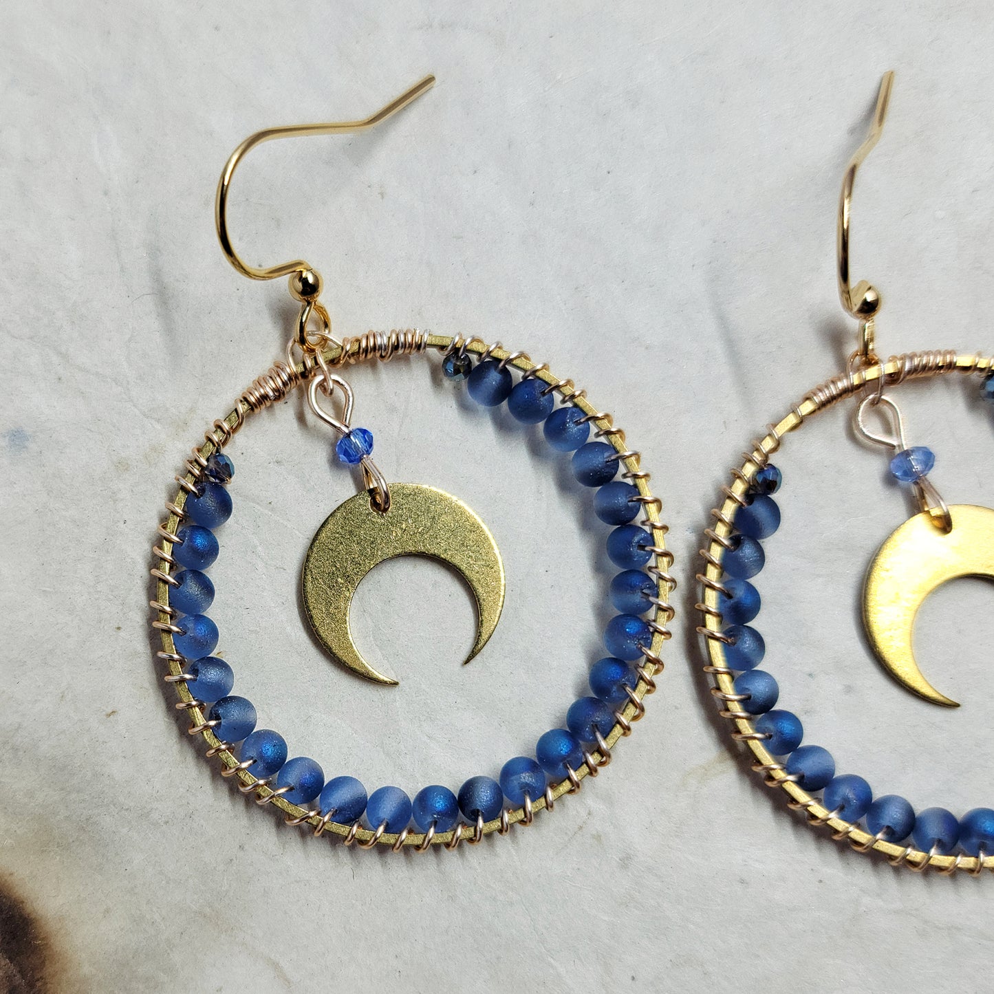 Ethereal Aura Glass Moon Hoop Earrings