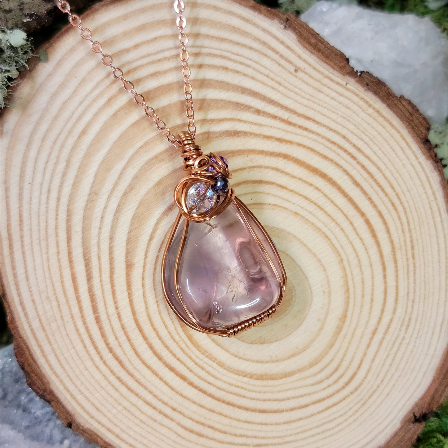 Mystical Amethyst Wire Wrapped Copper Necklace