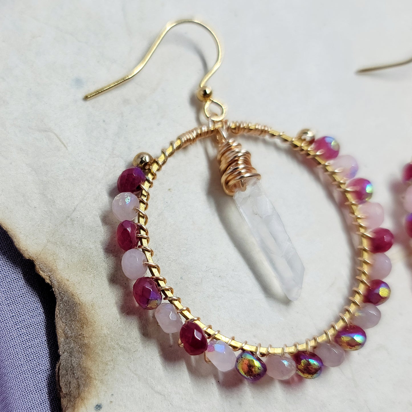 Pink Witchy Quartz Hoops