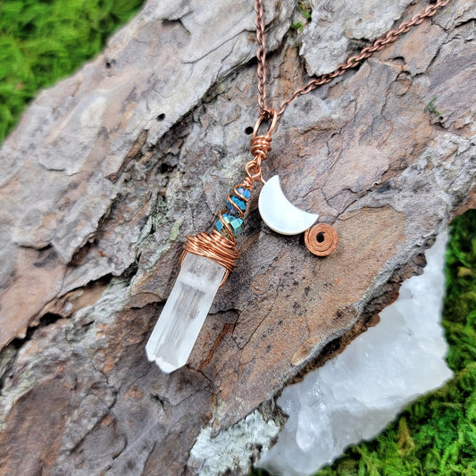 Quartz & Shell Moon Necklace