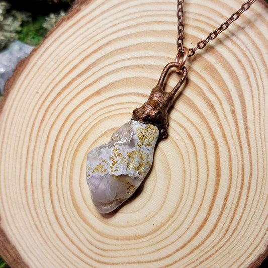 Calico Lace Agate Copper Pendant