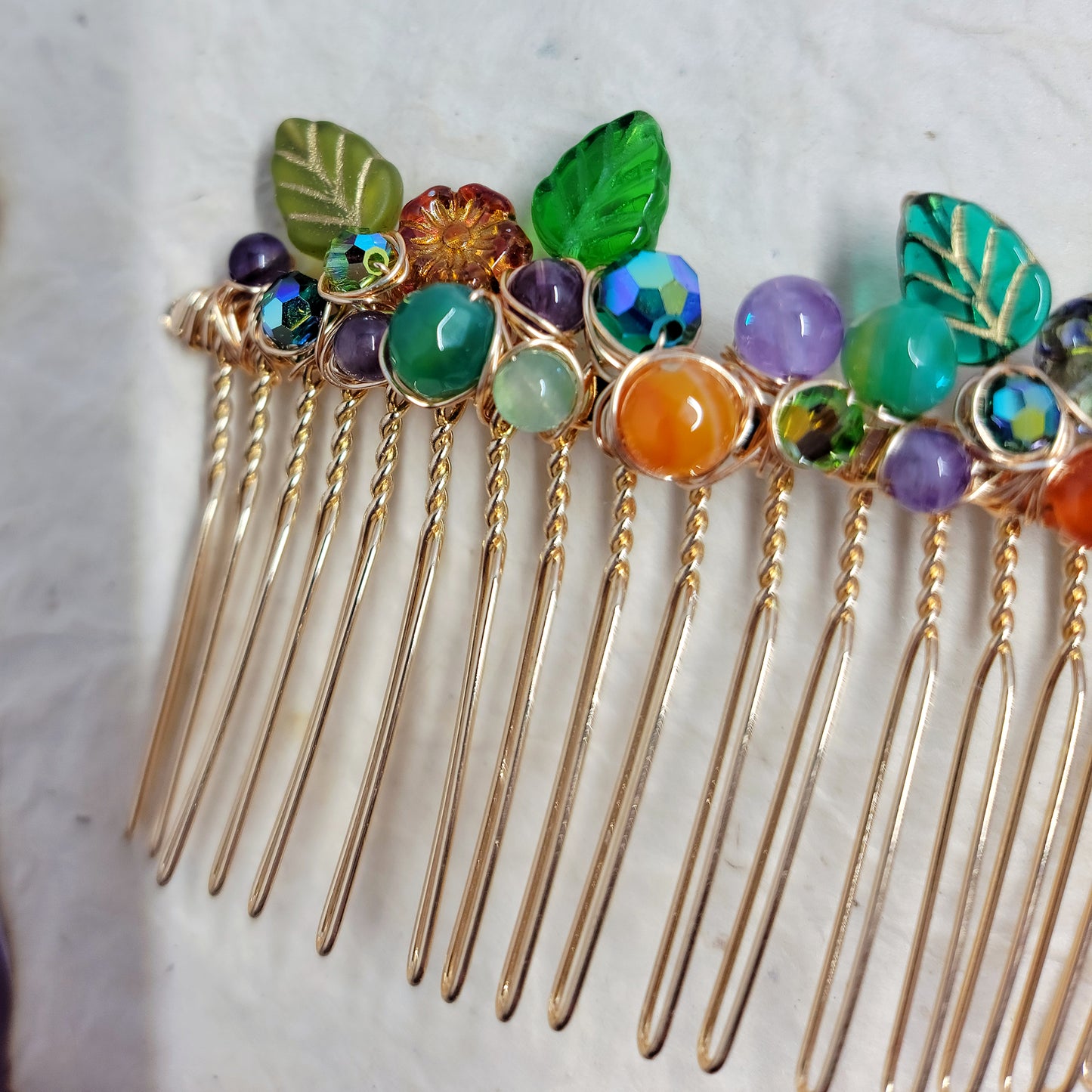 Earth Toned Fairy Crystal Agate Hair Comb