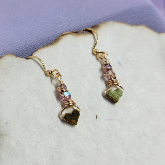 Dainty Lavender Aura Heart Earrings