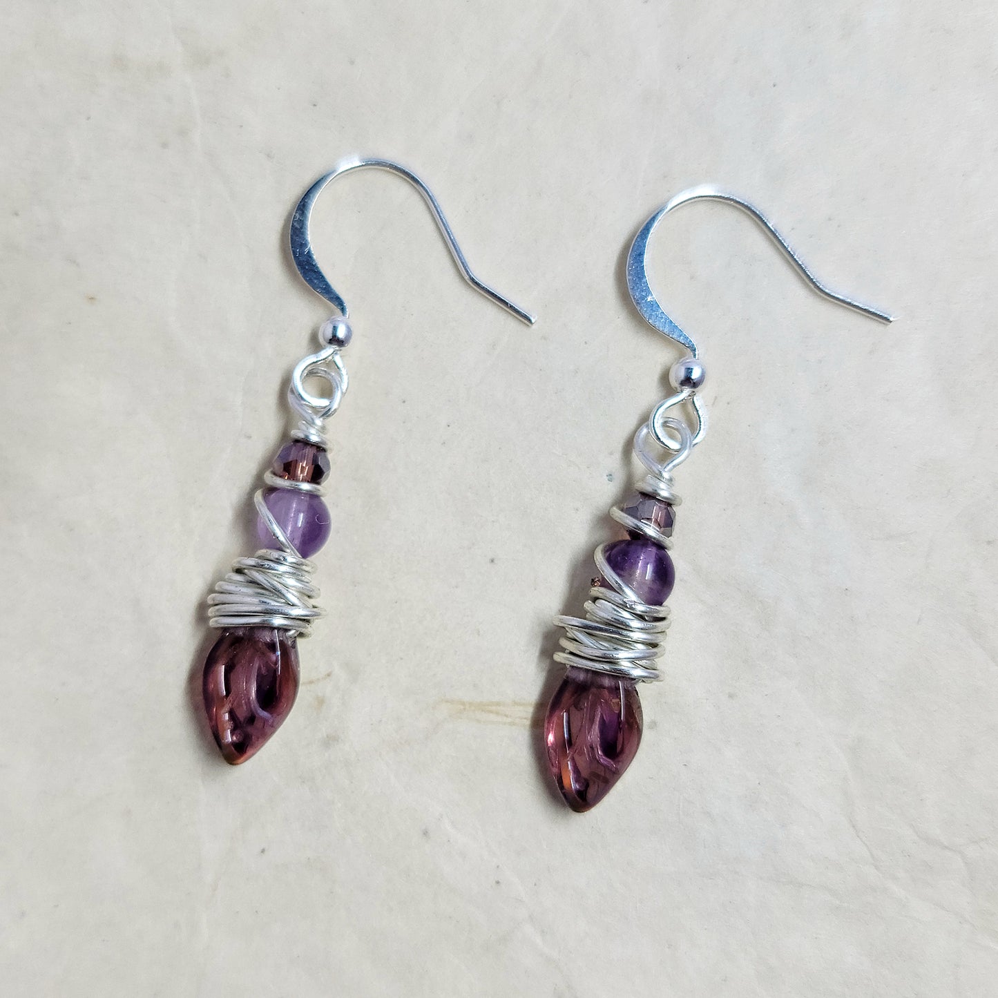 Dainty Fairy Amethyst Leaf Earrings