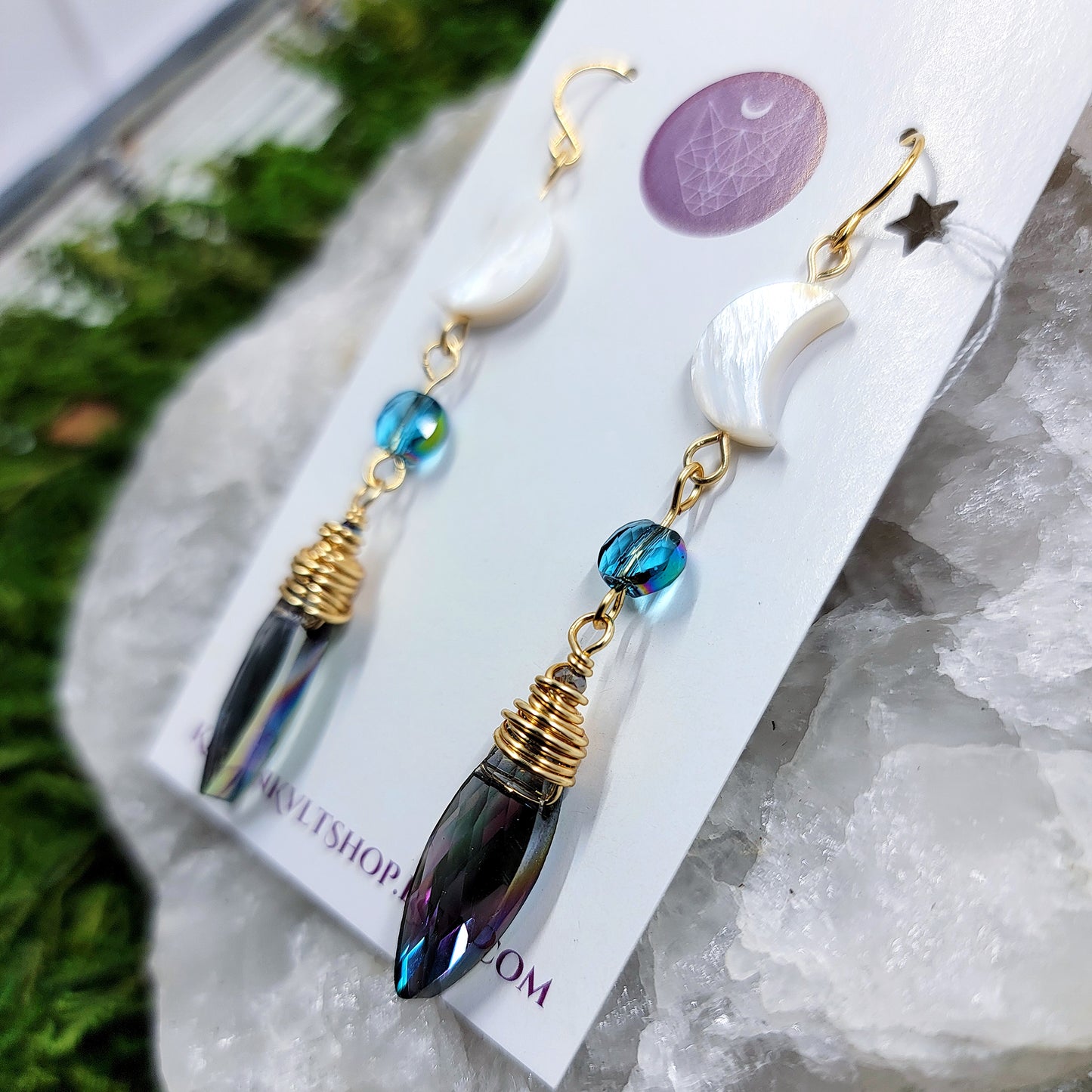 Sun Catcher & Shell Moon Earrings