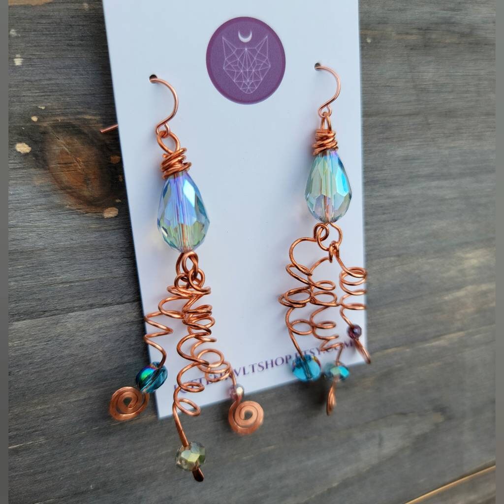 Crystal Jellyfish Earrings, Witchy Nautical Ethereal Earrings, Jellyfish Octopus Squid Celestial Ocean Witch Earrings, Ethereal Earrings