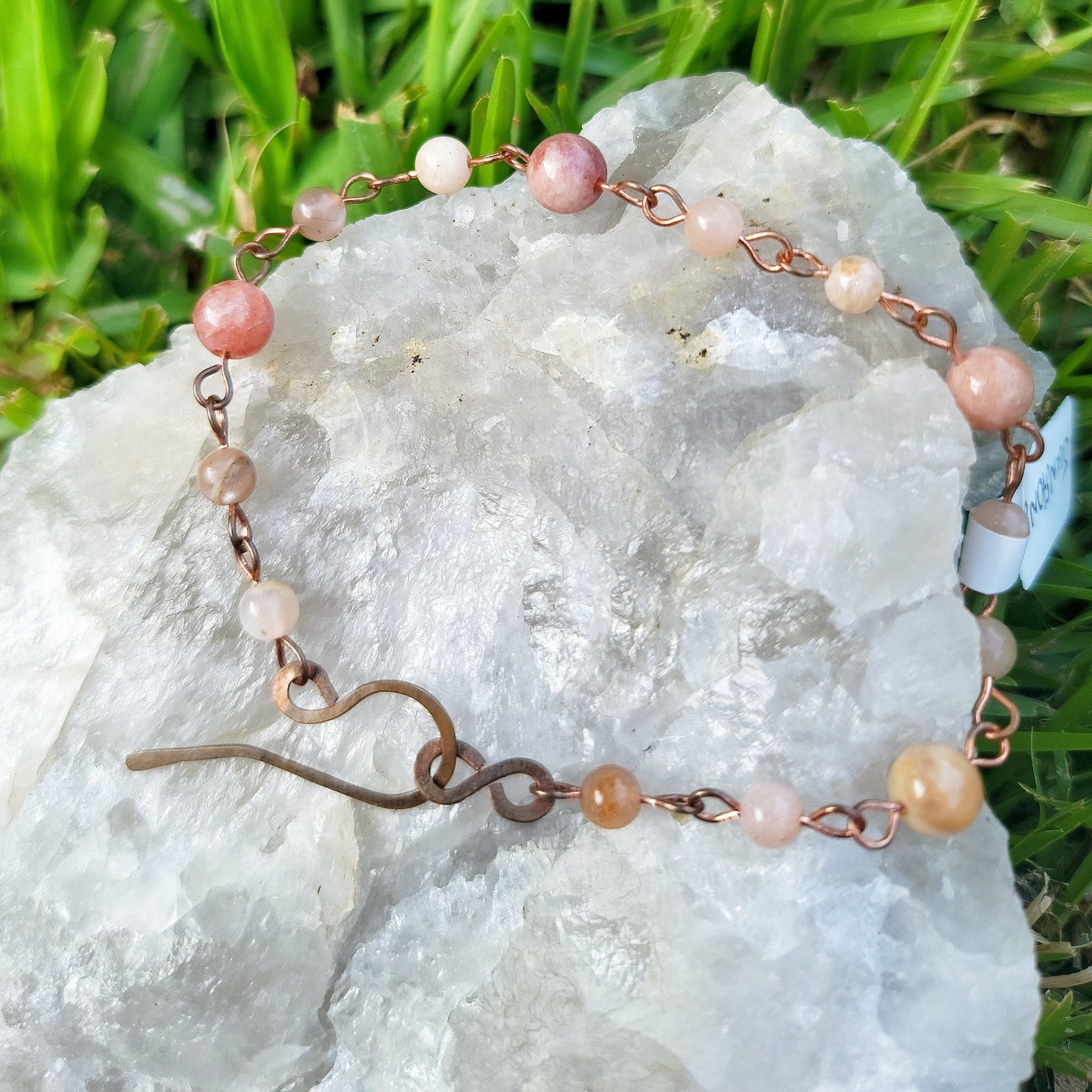 Sunstone Copper Bracelet, Dainty Fairy Witch Sunstone Crystal Bracelet, Ethereal Elegant Earthy Mystical Cottage Witch Fae Jewelry