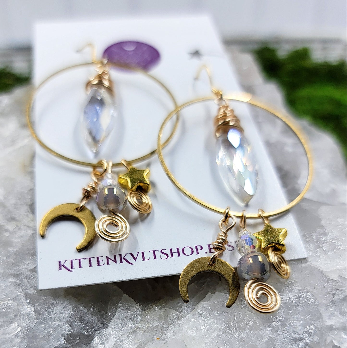 Witchy Celestial Aura Agate Sun Catcher Earrings, Aura Agate Space Cosmic Ethereal Dainty Fairy Witch Earrings, Planetary Crystal Earrings