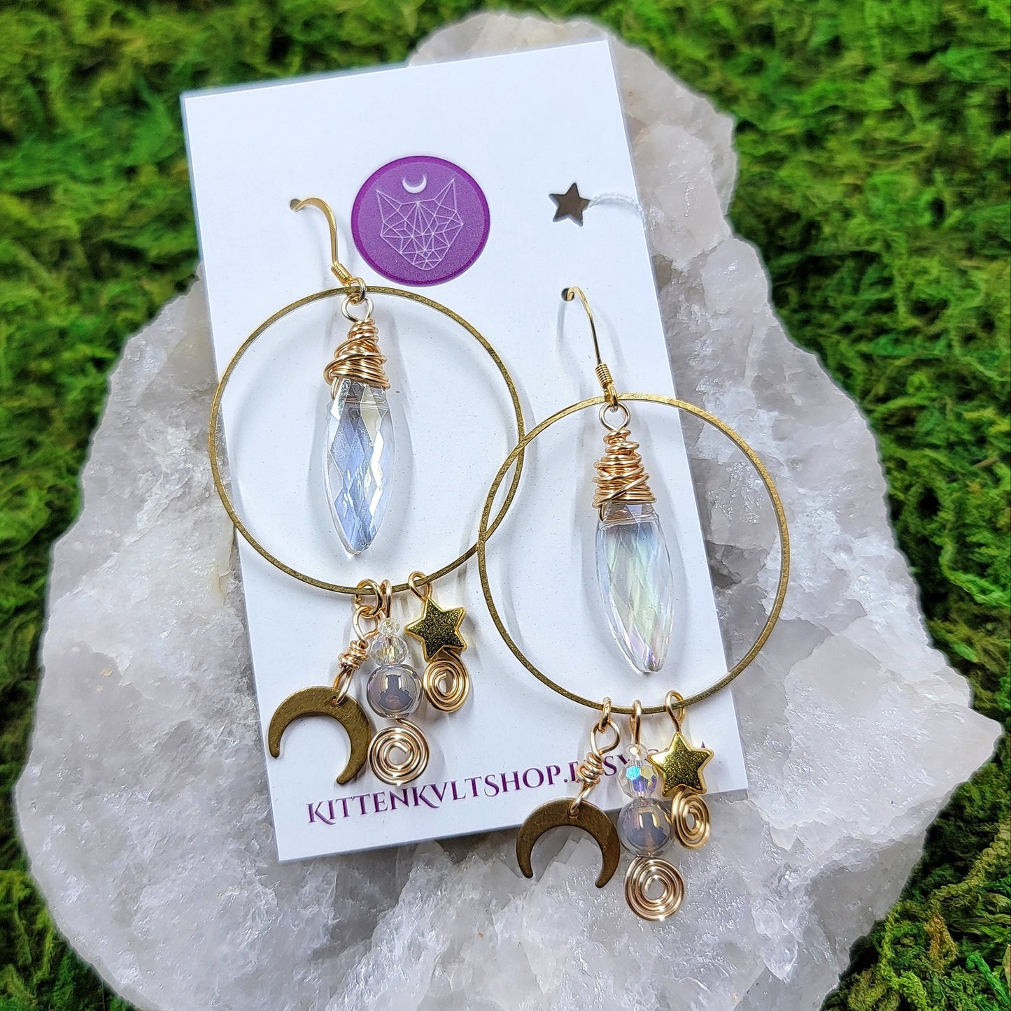 Witchy Celestial Aura Agate Sun Catcher Earrings, Aura Agate Space Cosmic Ethereal Dainty Fairy Witch Earrings, Planetary Crystal Earrings