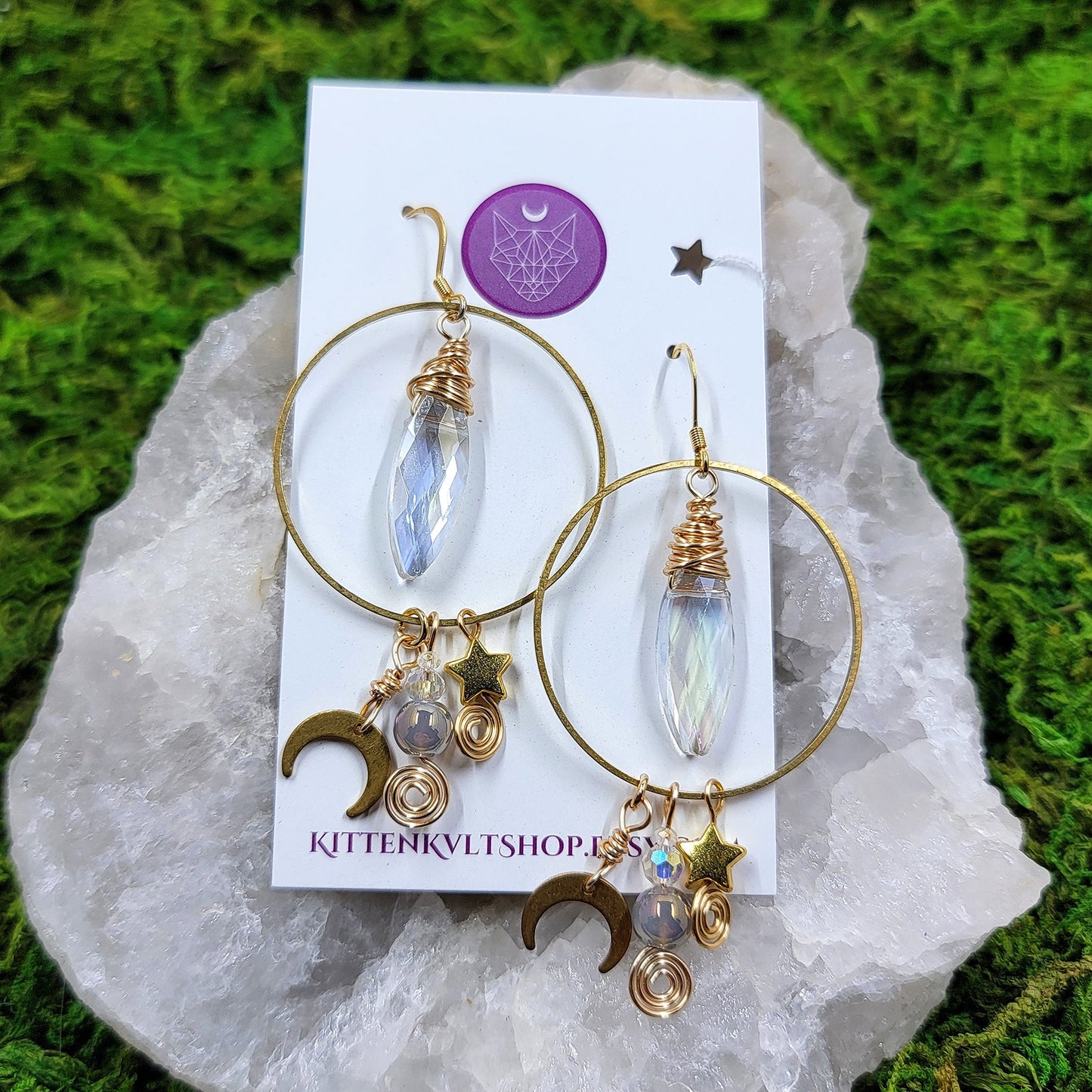 Witchy Celestial Aura Agate Sun Catcher Earrings, Aura Agate Space Cosmic Ethereal Dainty Fairy Witch Earrings, Planetary Crystal Earrings