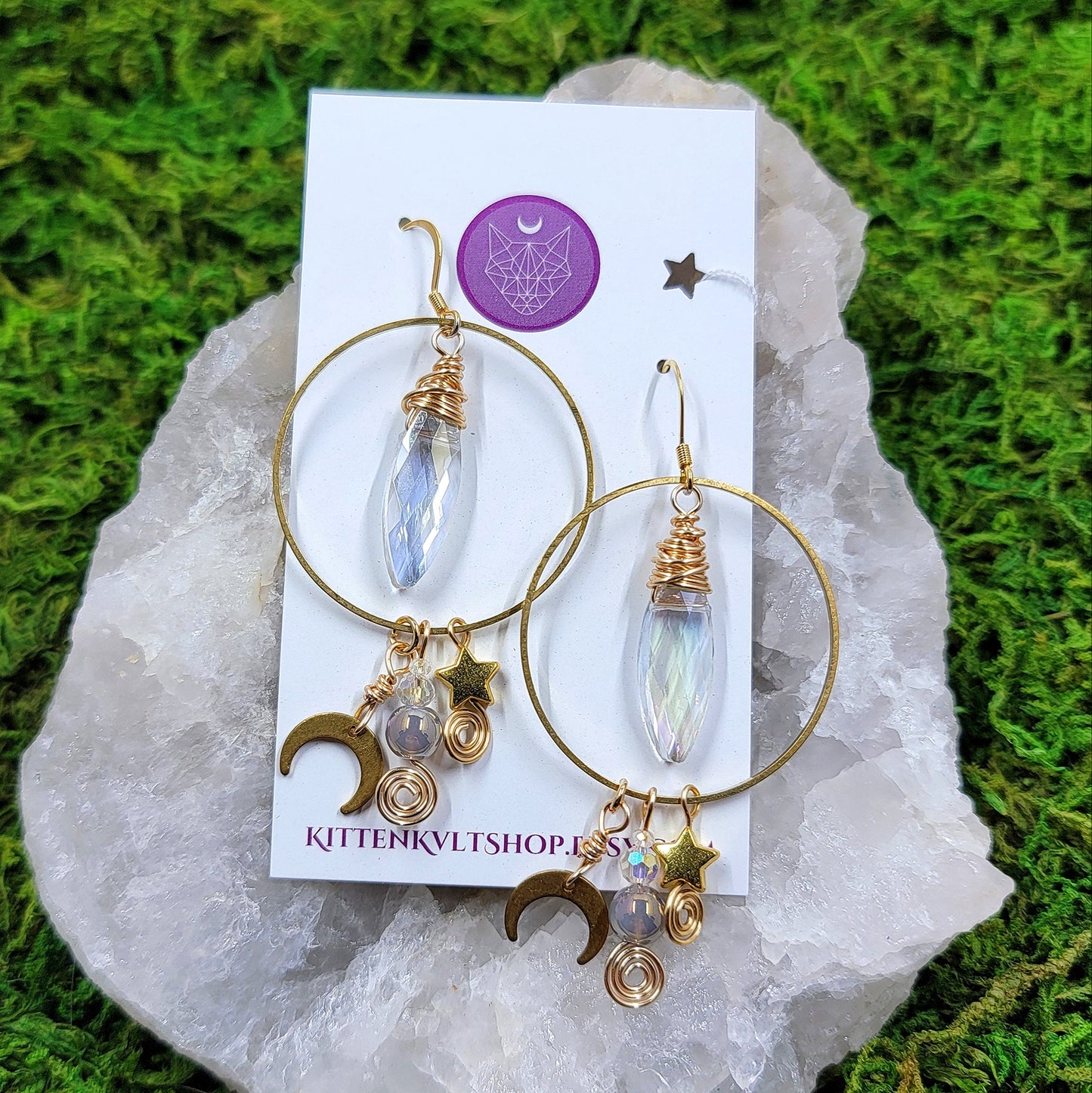 Witchy Celestial Aura Agate Sun Catcher Earrings, Aura Agate Space Cosmic Ethereal Dainty Fairy Witch Earrings, Planetary Crystal Earrings