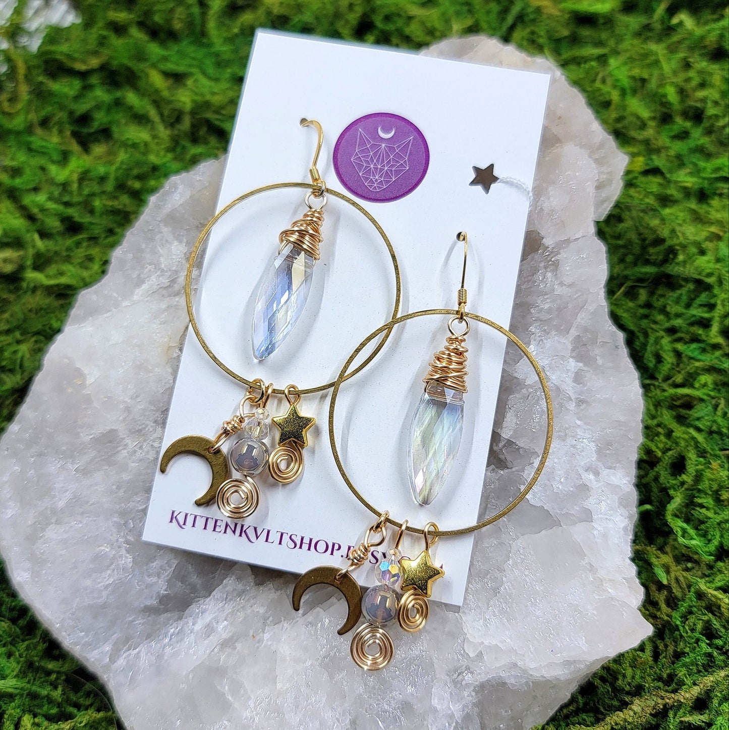 Witchy Celestial Aura Agate Sun Catcher Earrings, Aura Agate Space Cosmic Ethereal Dainty Fairy Witch Earrings, Planetary Crystal Earrings